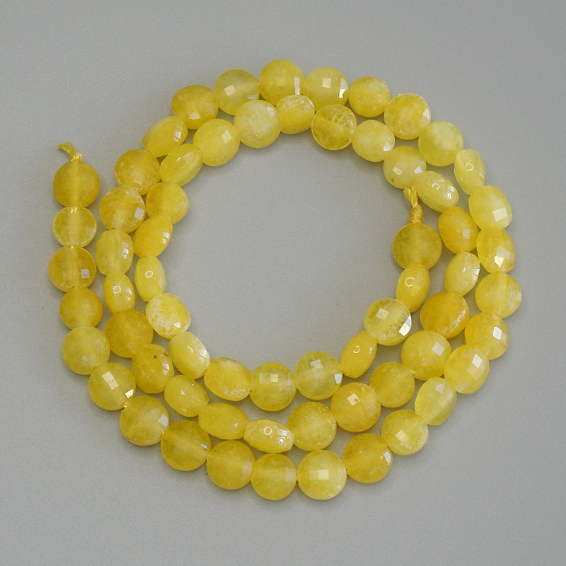 Faceted Citrine Beads, Coin-shaped, 6 mm diameter +/-, 39 cm length on a thread