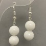 Earrings with white agate smooth ball, diameter 10mm ±, length 40mm ±