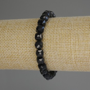 Faceted Tourmaline Cube Bracelet, 7×7 mm diameter, 18 cm length (stretch)