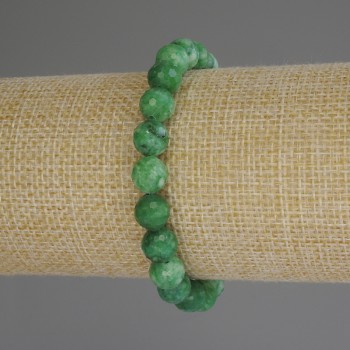 Chrysoprase bracelet with faceted beads, 8 mm diameter, 18 cm length (stretch)
