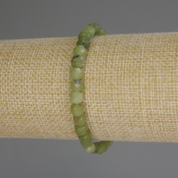 Canadian Jadeite Bracelet with natural stone, faceted cube, diameter 5.5x5.5 mm, length 18 cm (stretch)