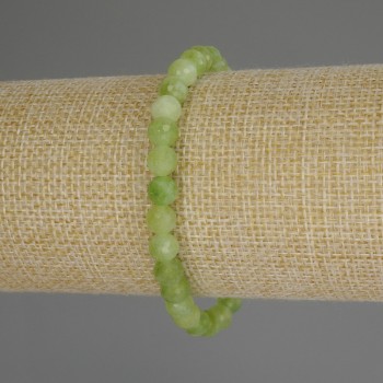 Chrysolite Olivine Bracelet - Faceted Bead, 6 mm diameter, 18 cm length (stretch)