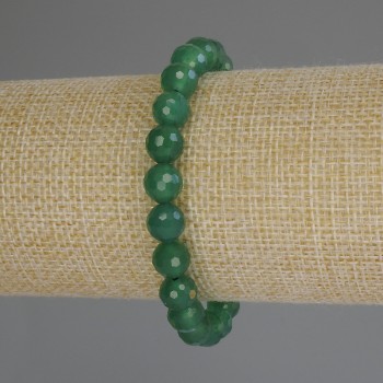 Chrysoprase Bracelet with Faceted Bead, 8mm Diameter, 18cm Length (Stretch)