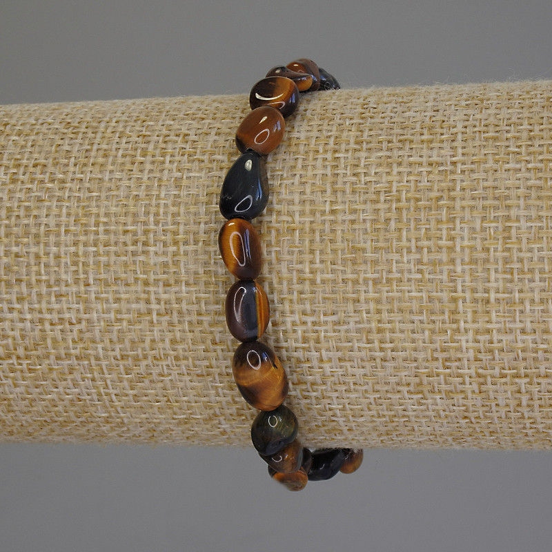 Tiger's Eye Bracelet, Faceted, Diameter 6-10x6mm, Length 18mm, Stretch
