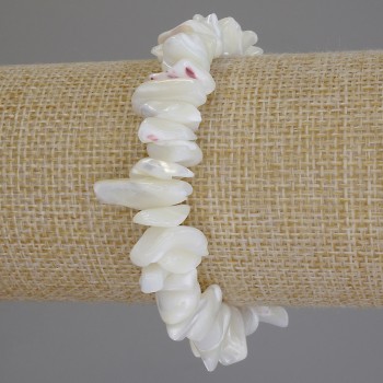 Bracelet of Mother-of-Pearl Chips, diameter 8-12x3-5mm+-, length 18cm (stretch)