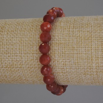 Bracelet with Faceted Agate Beads, 8 mm diameter ±, length 18 mm ± stretch