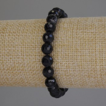 Elastic bracelet with faceted agate beads, 8mm diameter ±, length 18mm ±
