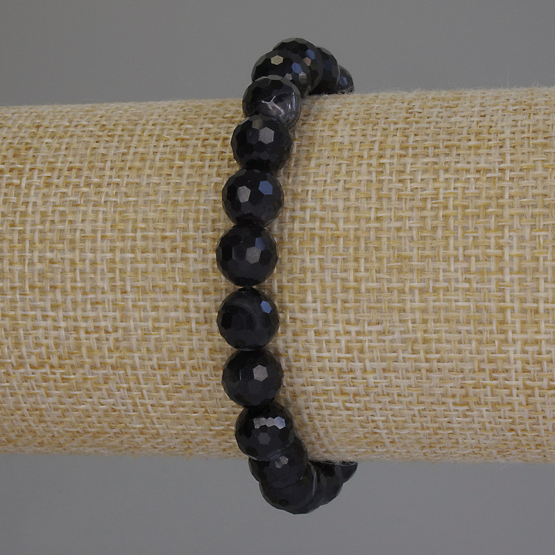 Elastic bracelet with faceted agate beads, 8mm diameter ±, length 18mm ±