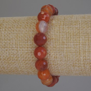 Faceted Agate Bead Bracelet, 10 mm Diameter, 18 mm Length, Stretch