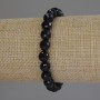 Black Tourmaline Bracelet with Faceted Beads, 8 mm Diameter, 18 mm Length, Stretch