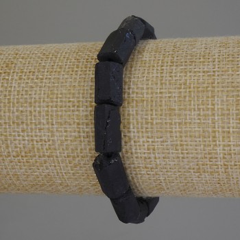 Bracelet Tourmaline Sherl, Faceted Cut, diameter 14x8 mm+-, length 18 mm+-, stretch