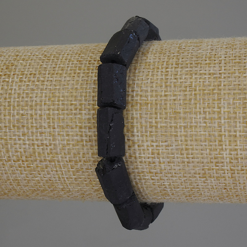 Bracelet Tourmaline Sherl, Faceted Cut, diameter 14x8 mm+-, length 18 mm+-, stretch