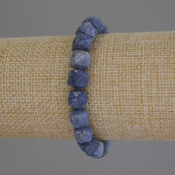 Bracelet of Fossilized Coral with Faceted Cubes, diameter 8 mm, length 18 cm, stretch