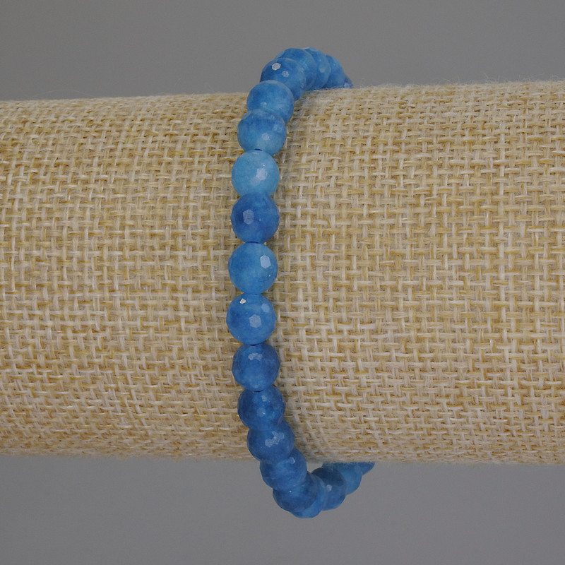 Apatite bracelet with faceted beads, 6 mm diameter ±, 18 mm length ±, stretch