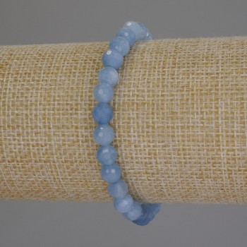 Faceted Aquamarine Bracelet, 6 mm diameter, length approx. 18 cm, stretch
