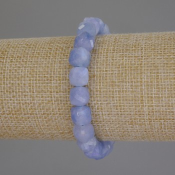 Aquamarine bracelet with faceted cube, diameter 9mm ±, length 18mm ± stretch