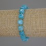 Aquamarine Bracelet with Faceted Cube Beads, 8 mm Diameter ±, 3 mm Seed Beads ±, Stretch Length ±
