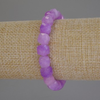 Lavender Amethyst Faceted Cube Bracelet, diameter 8.5 mm, length 18 mm, stretch