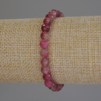 Tourmaline Bracelet, Faceted Beads, 6mm Diameter, 18cm Length (Stretch)