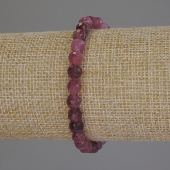 Tourmaline bracelet with faceted beads, 6 mm diameter, 18 cm length (stretch)