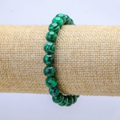 Bracelet made of natural malachite (pressed), 8mm diameter, 18cm length, stretch bracelet