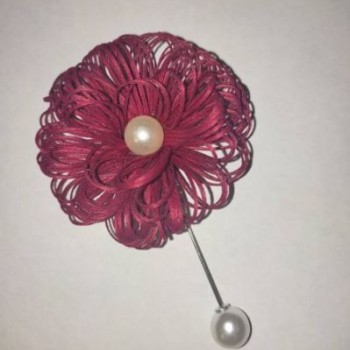Brooch pin 'Chrysanthemum' red, diameter 60 mm, length 90 mm