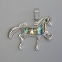 Pendant 'Horse' Haliotis 38×28 mm, chain length 32 cm, silvery metal