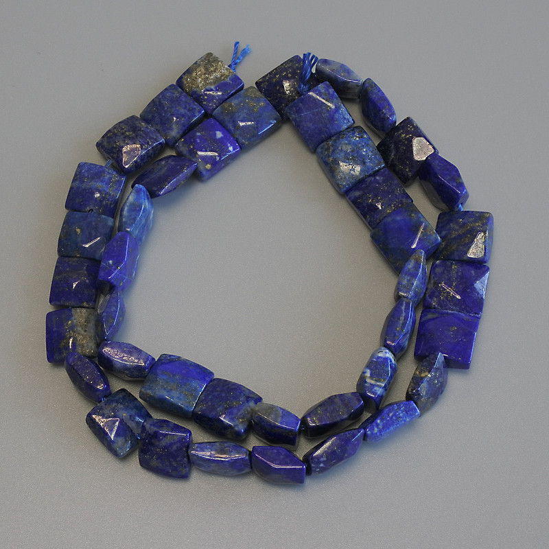Lapis Lazuli Beads Faceted Square 8-9.5 mm on Thread, Length 39 cm+