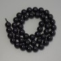 Beads of Black Tourmaline, Smooth Ball Beads, 8.5 mm Diameter, 38 cm Length on Thread