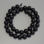 Black Tourmaline Beads - Smooth Spheres, 10mm Diameter, 38cm Length on Thread