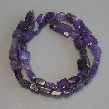 Faceted square amethyst beads, 9-10 mm diameter, 40 cm long on thread