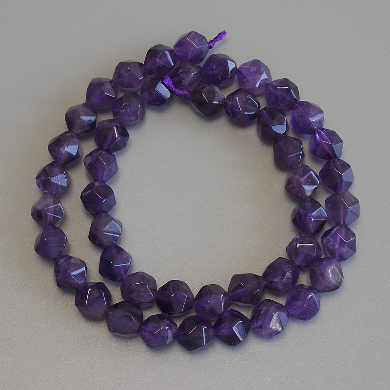Faceted Amethyst Beads, 8×7.5 mm, 37 cm length on thread