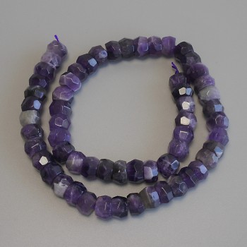 Faceted Amethyst Rondelle Beads, diameter 10x6–8 mm, length approx. 39 cm on thread