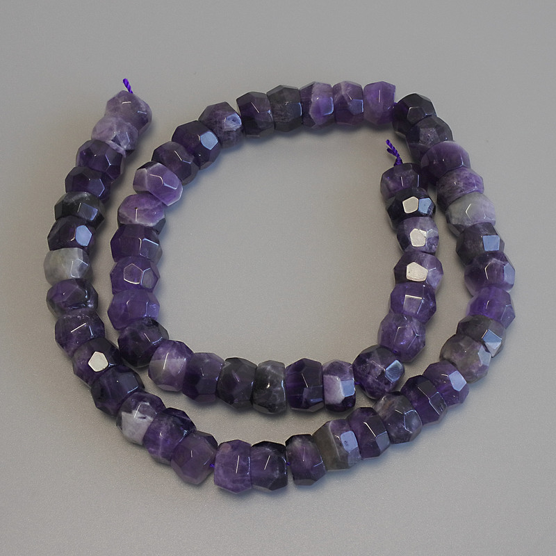 Faceted Amethyst Rondelle Beads, diameter 10x6–8 mm, length approx. 39 cm on thread