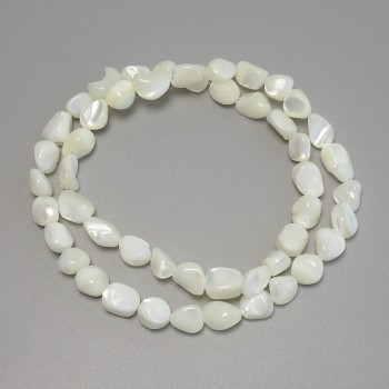 Mother-of-Pearl Faceted Beads, 9x7 mm, approx. 40 cm on thread