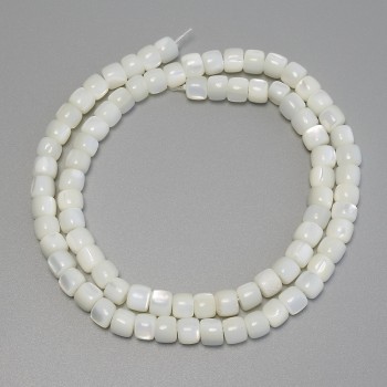 Mother-of-Pearl Rondelle Beads, 6x5 mm, 40 cm length on thread