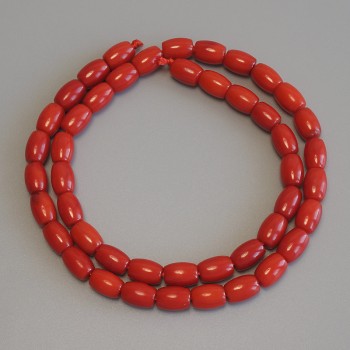 Barrel-shaped Coral Beads 9x6 mm, 41 cm on Thread