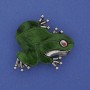 Frog Brooch Pendant with Mother-of-Pearl, Green Color, Crystals, Silvery Metal, 35x34mm+