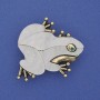 Frog Brooch-Pendant with Pearl White, Crystals, Gold-Tone Metal 35x34mm+