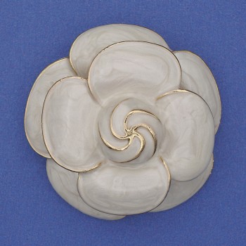 Flower Brooch with Enamel in Golden Tone 45mm+
