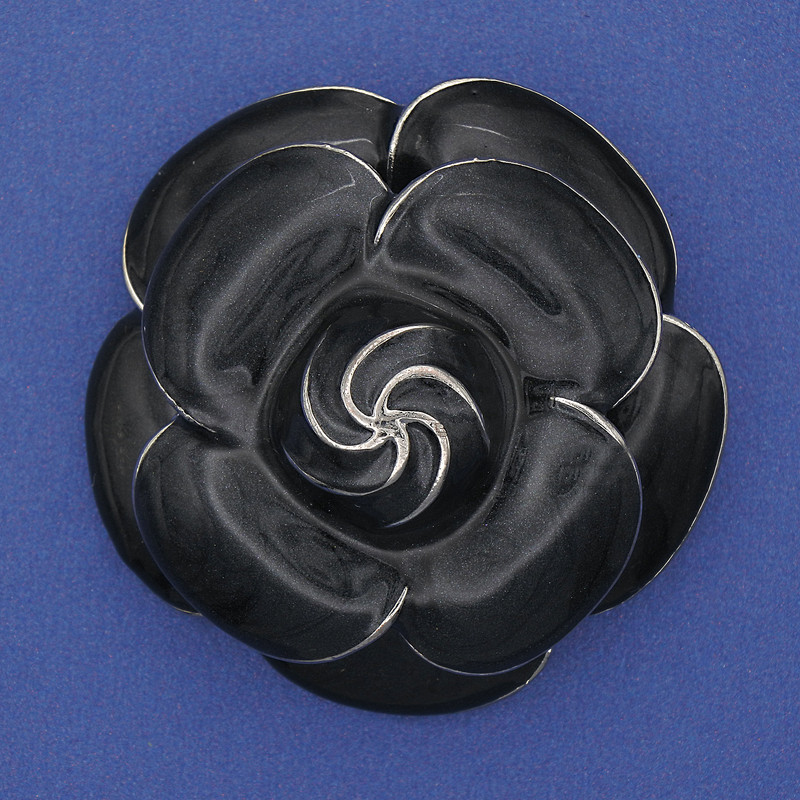Brooch Gray Flower enamel silver metal 45mm+