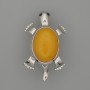 Brooch-Pendant 'Turtle' with Amber Imitation, 52x35mm ± movable parts, silver-toned metal