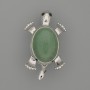 Turtle Jade Brooch-Pendant 52×35mm ± Movable Elements Silvery Metal