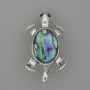Brooch-Pendant Turtle Halite 52x35 mm +/- movable parts, silver-colored metal