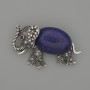 Brooch-Pendant Elephant with Lapis Lazuli 45×27 mm ± black srazi, silvery metal