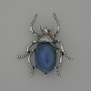 Beetle brooch pendant with agate, 44x37 mm, silver-tone metal
