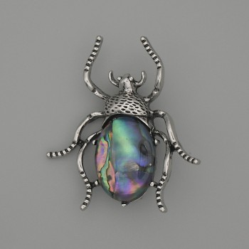 Brooch-pendant Haliotis Beetle 44×37 mm ± silvery metal