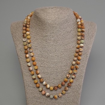 Long Onyx Necklace with Smooth Beads 8.5 mm, 120 cm