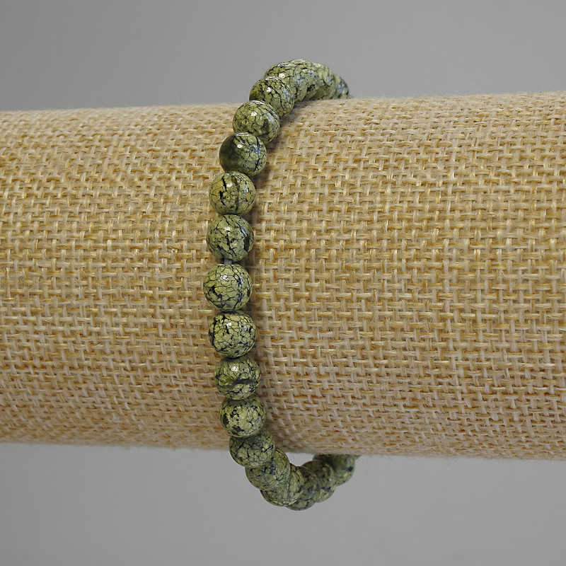 Snake Chain Bracelet with Smooth Beads, 6mm Diameter, 18 cm Length (Stretch)