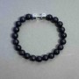 Shungite natural stone bracelet with smooth 8 mm beads + metal insert, length 18 cm ± stretch